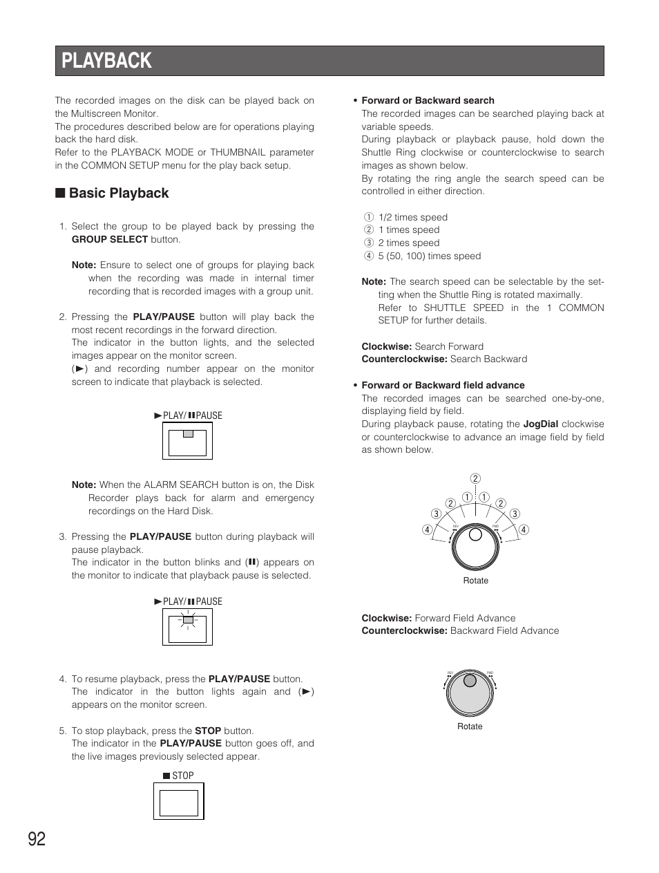 Playback, Basic playback | Panasonic WJ-HD500B User Manual | Page 92 / 104