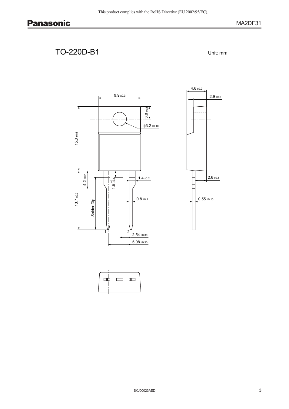 To-220d-b1, Ma2df31, Unit: mm | Panasonic MA2DF31 User Manual | Page 3 / 4