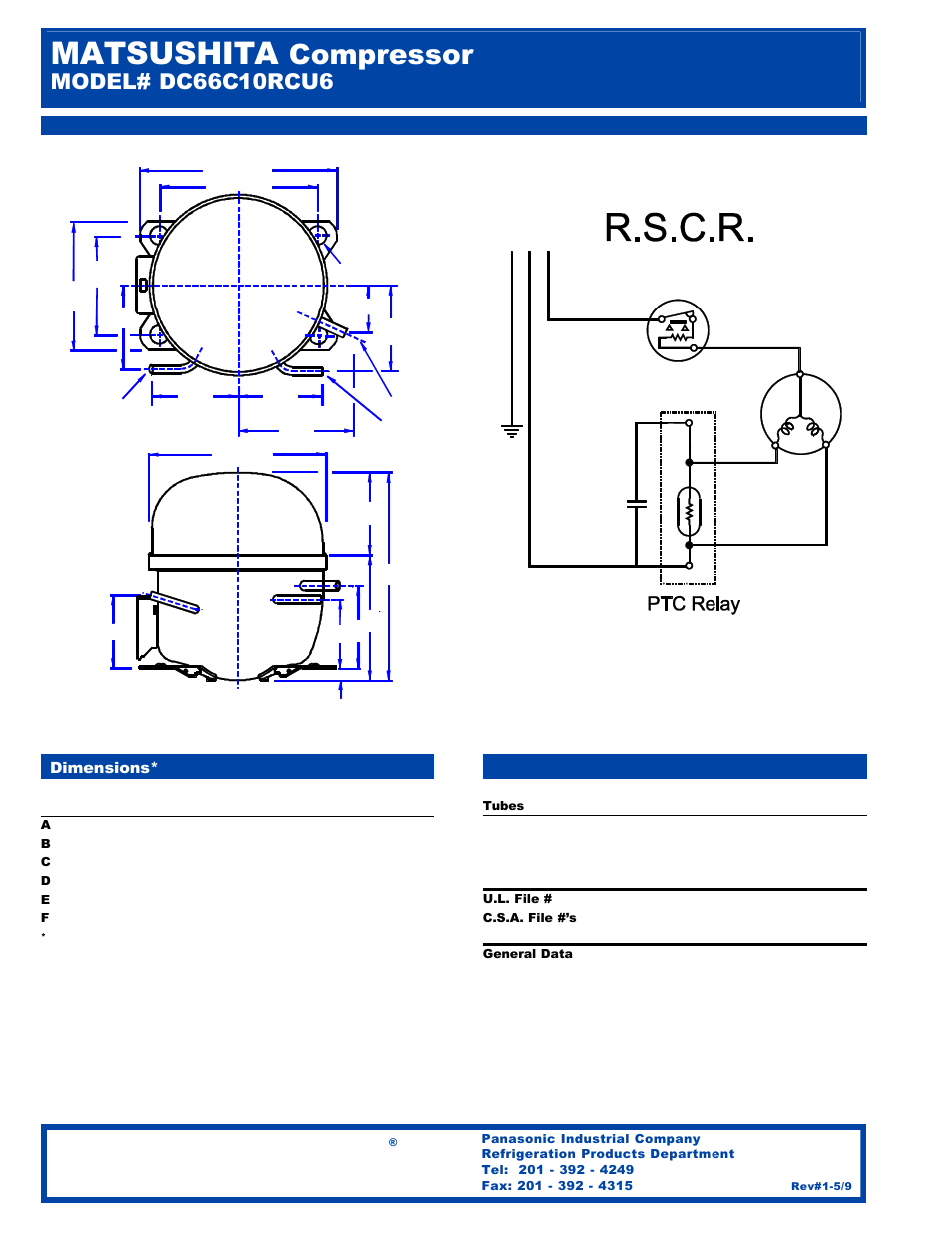 Panasonic, Matsushita, Compressor | Panasonic DC66C10RCU6 User Manual | Page 2 / 2