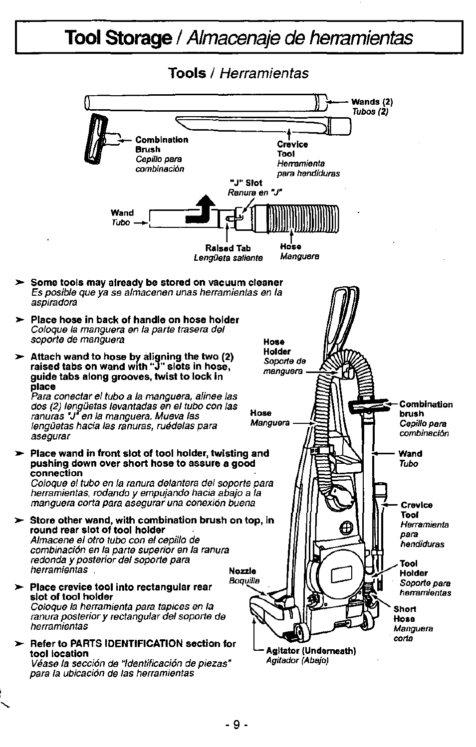 Tools / herramientas | Panasonic MC-V7341 User Manual | Page 9 / 28