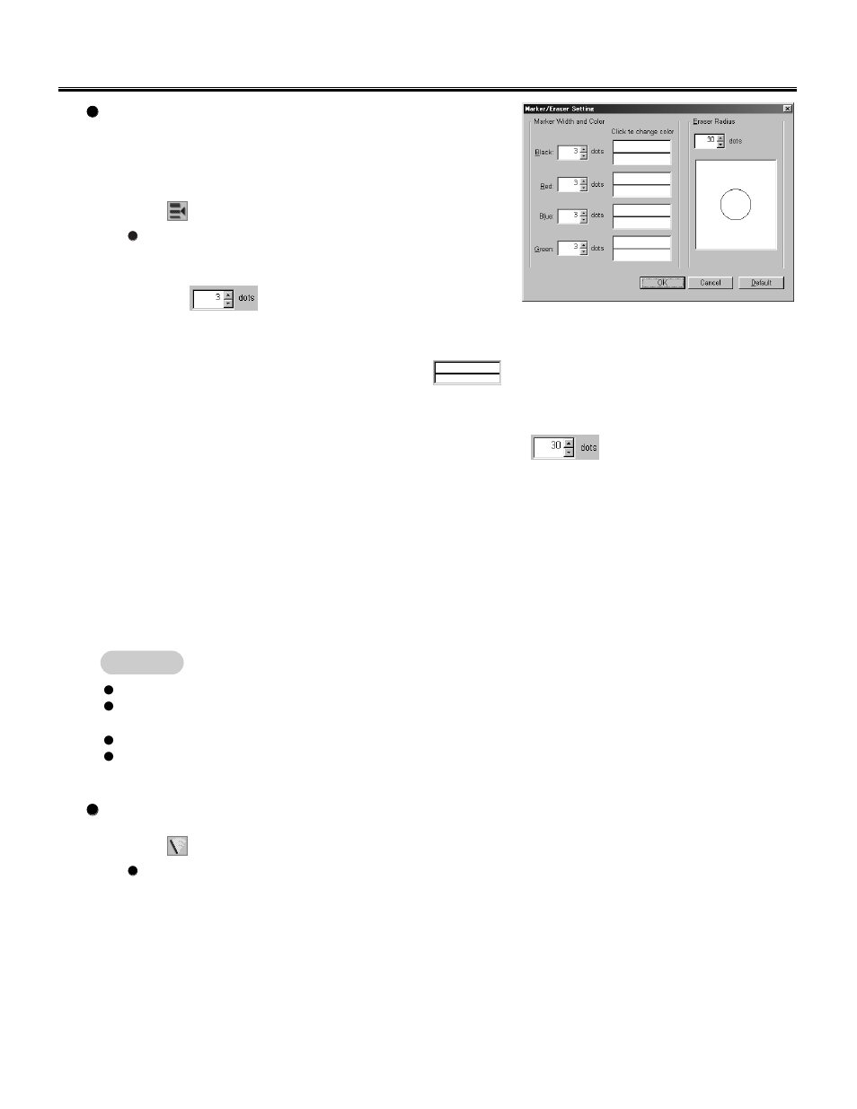 Change marker/eraser settings, Erase all handwritten lines on the desktop, 38 projector mode | Panasonic KX-BP800 User Manual | Page 38 / 86