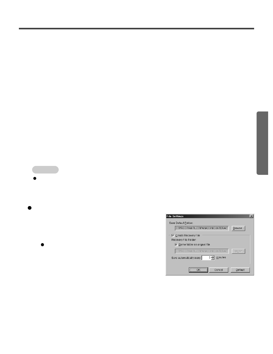 Set a work folder and the recovery file, View window or whiteboard window operation | Panasonic KX-BP800 User Manual | Page 61 / 86