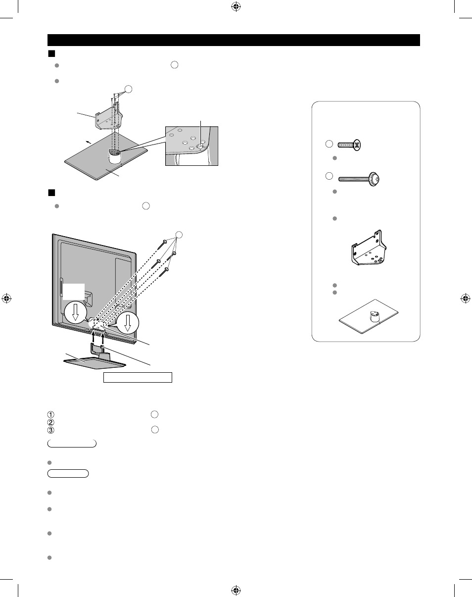 Accessories, Assembling the pedestal, Set-up | Panasonic 47/55 CLASS 1080P LCD HDTV TC-47LE54 User Manual | Page 9 / 24