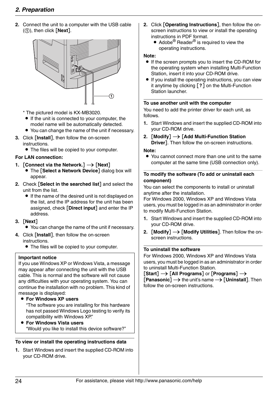 Preparation 24 | Panasonic KX-MB3020 User Manual | Page 24 / 116