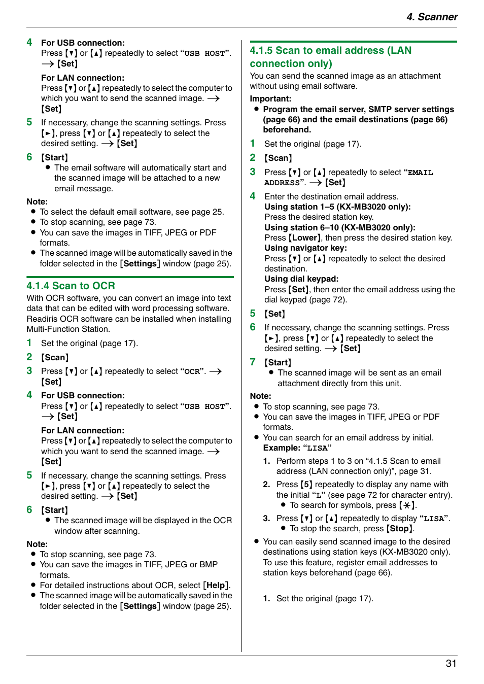 Panasonic KX-MB3020 User Manual | Page 31 / 116