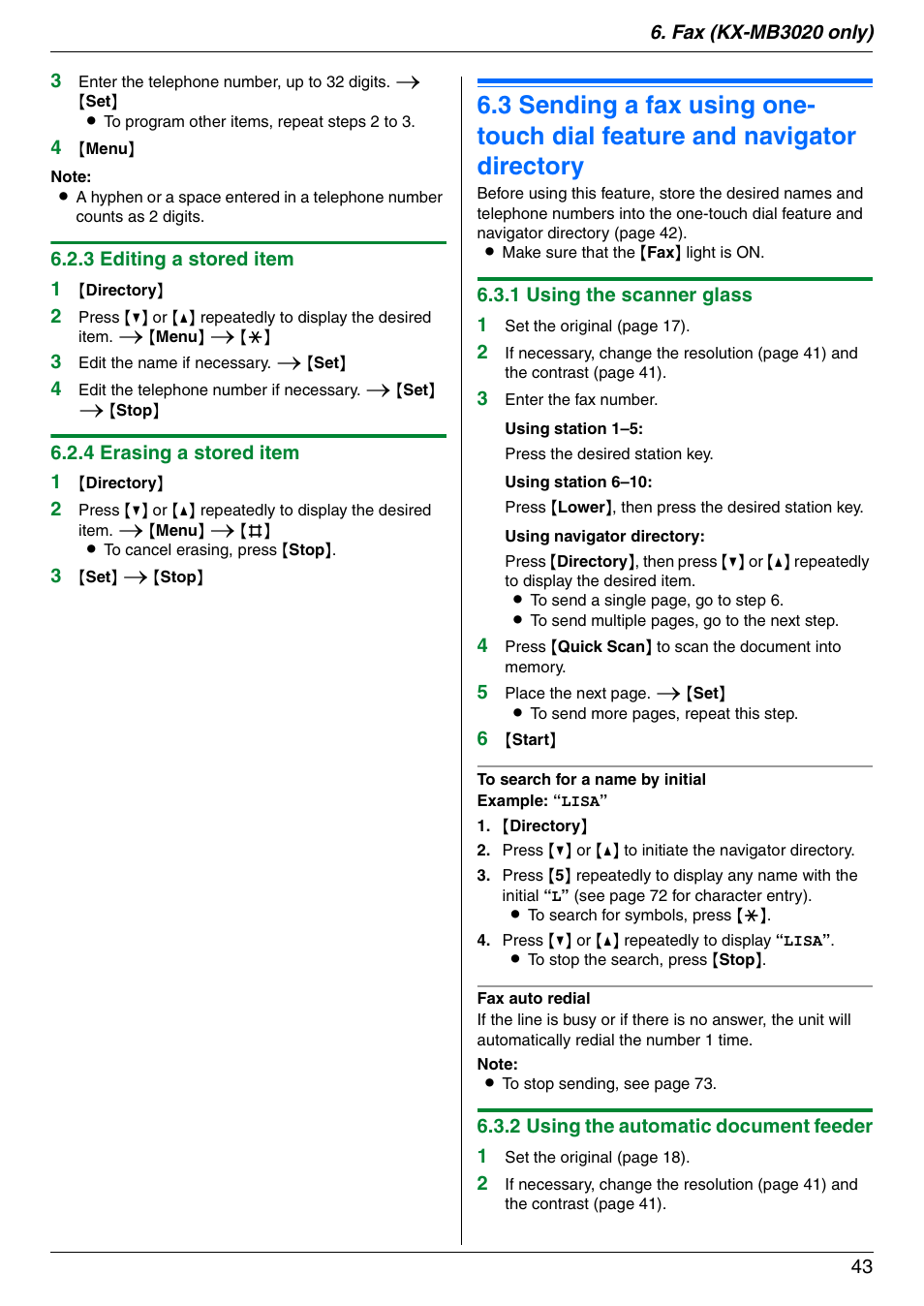 Panasonic KX-MB3020 User Manual | Page 43 / 116