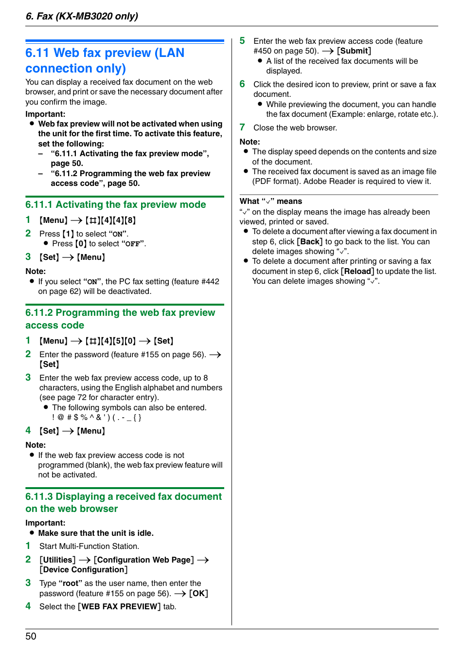 11 web fax preview (lan connection only), Web fax preview (lan connection only), 11 web fax preview (lan connection only) | Panasonic KX-MB3020 User Manual | Page 50 / 116