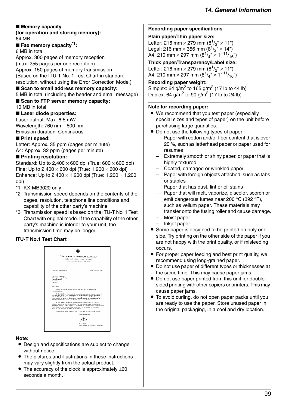 General information 99 | Panasonic KX-MB3020 User Manual | Page 99 / 116