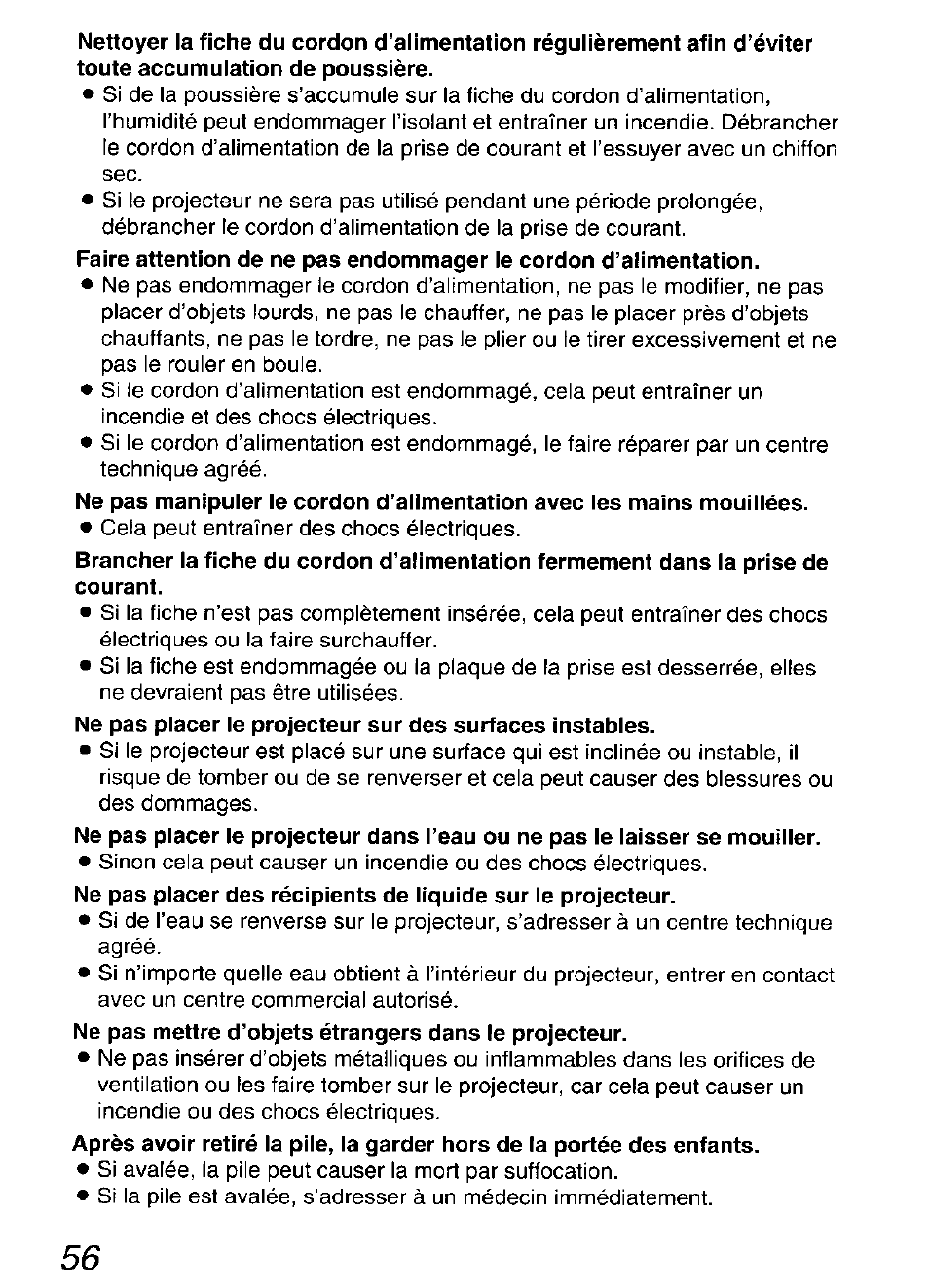 Panasonic DIGITAL MULTIMEDIA PROJECTOR PT-L501XU User Manual | Page 56 / 64