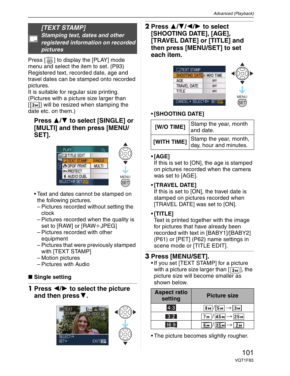 Text stamp | Panasonic DMC-FZ18 User Manual | Page 101 / 171