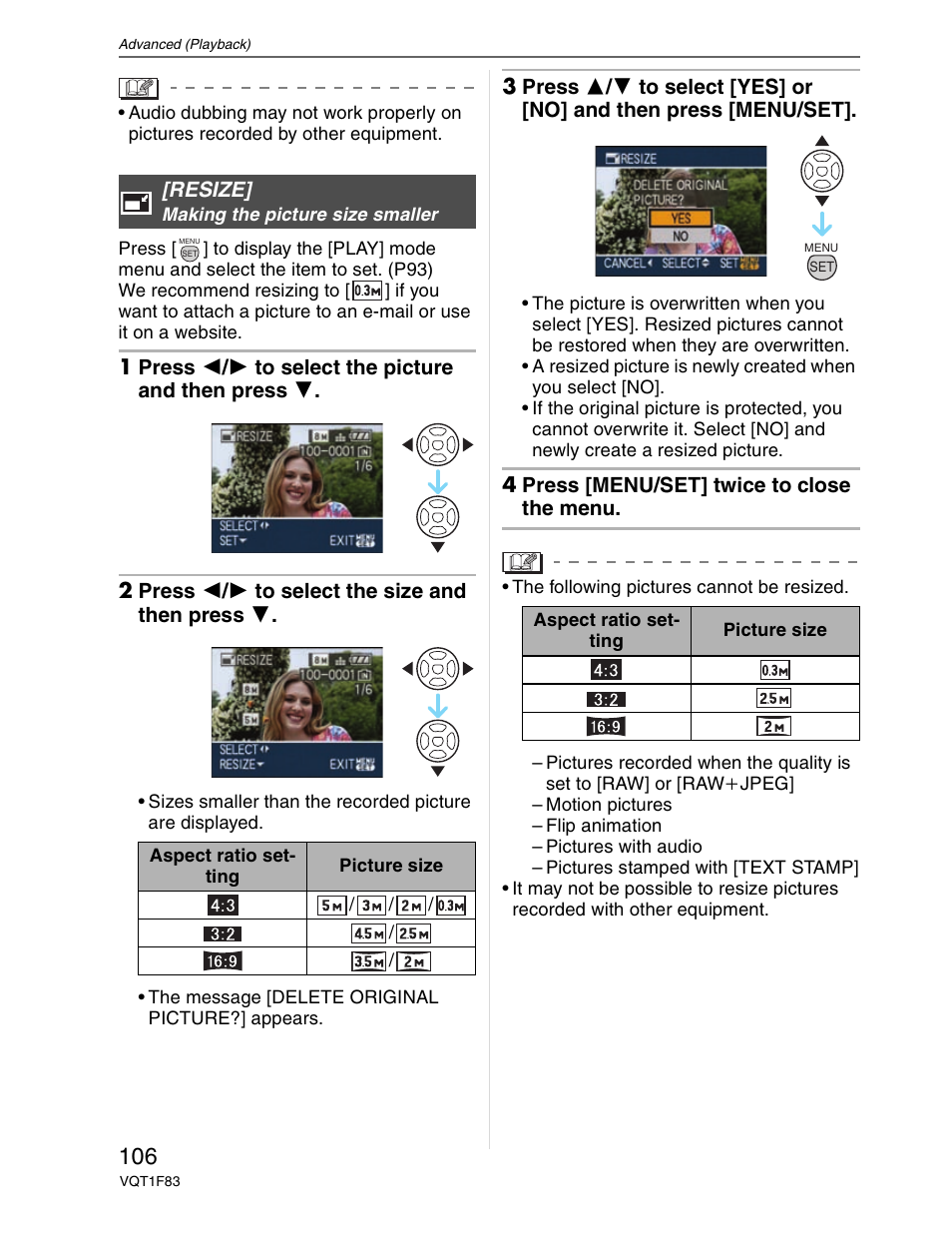 Resizing | Panasonic DMC-FZ18 User Manual | Page 106 / 171