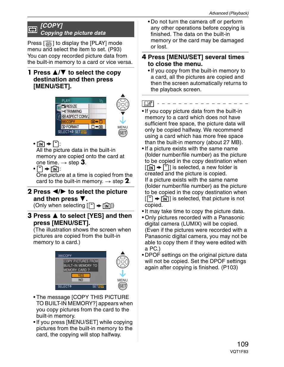 Copy | Panasonic DMC-FZ18 User Manual | Page 109 / 171