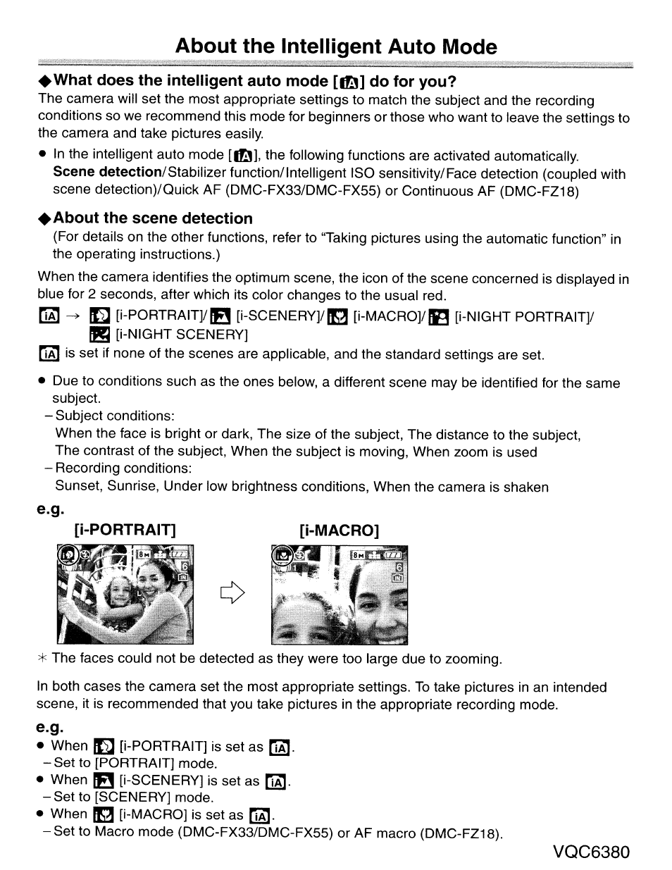 Note about intelligent auto mode | Panasonic DMC-FZ18 User Manual | Page 161 / 171