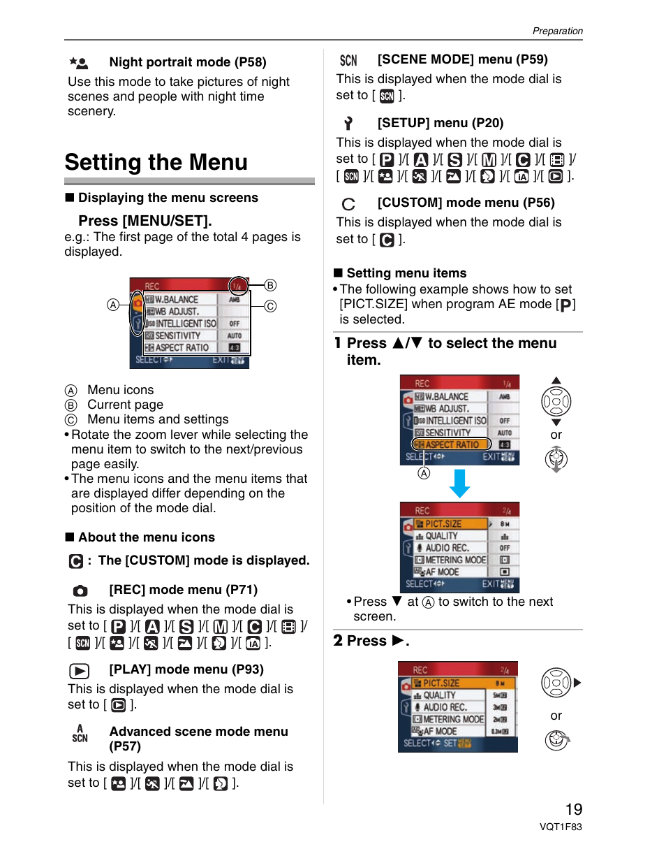 Setting the menu | Panasonic DMC-FZ18 User Manual | Page 19 / 171