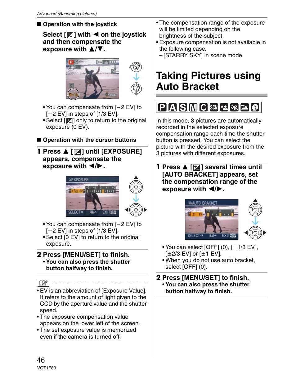 Auto bracket, Taking pictures using auto bracket | Panasonic DMC-FZ18 User Manual | Page 46 / 171