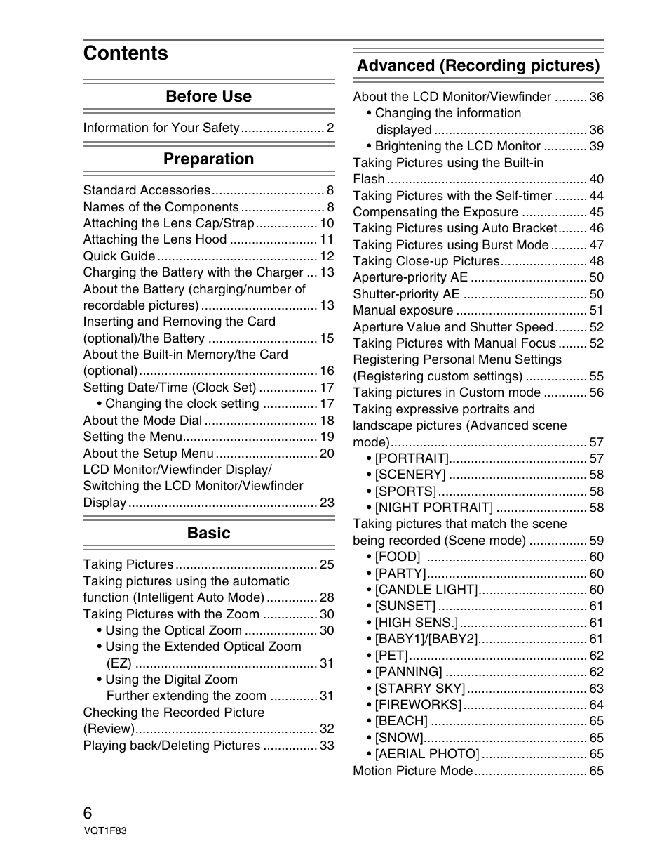 Panasonic DMC-FZ18 User Manual | Page 6 / 171