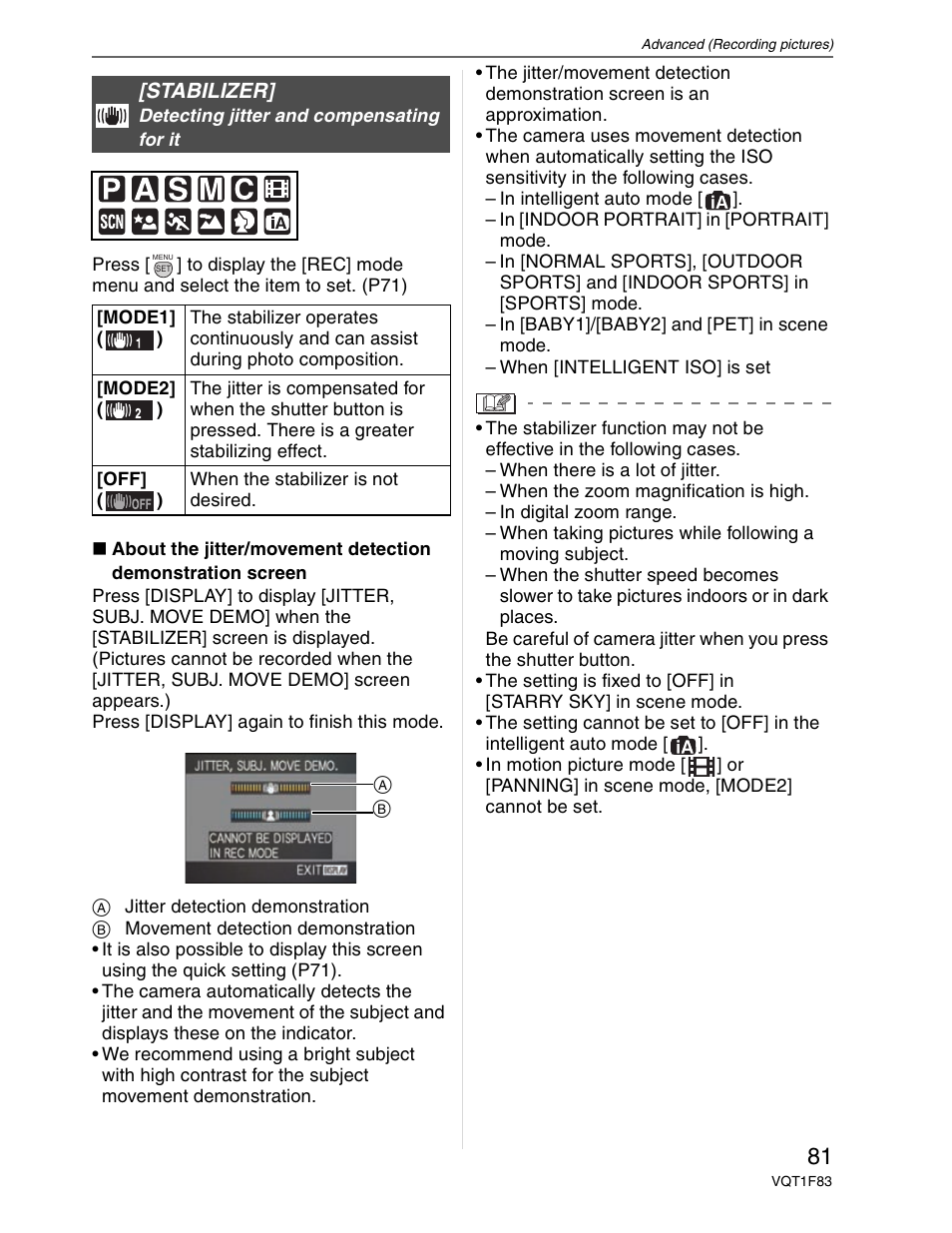 Stabilizer | Panasonic DMC-FZ18 User Manual | Page 81 / 171