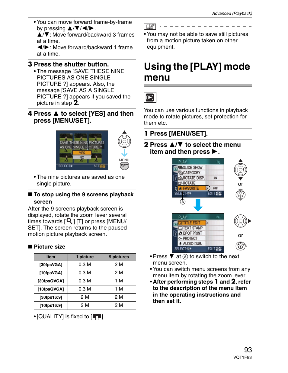 Using the play mode menu, Navigating the menus, Using the [play] mode menu | Panasonic DMC-FZ18 User Manual | Page 93 / 171