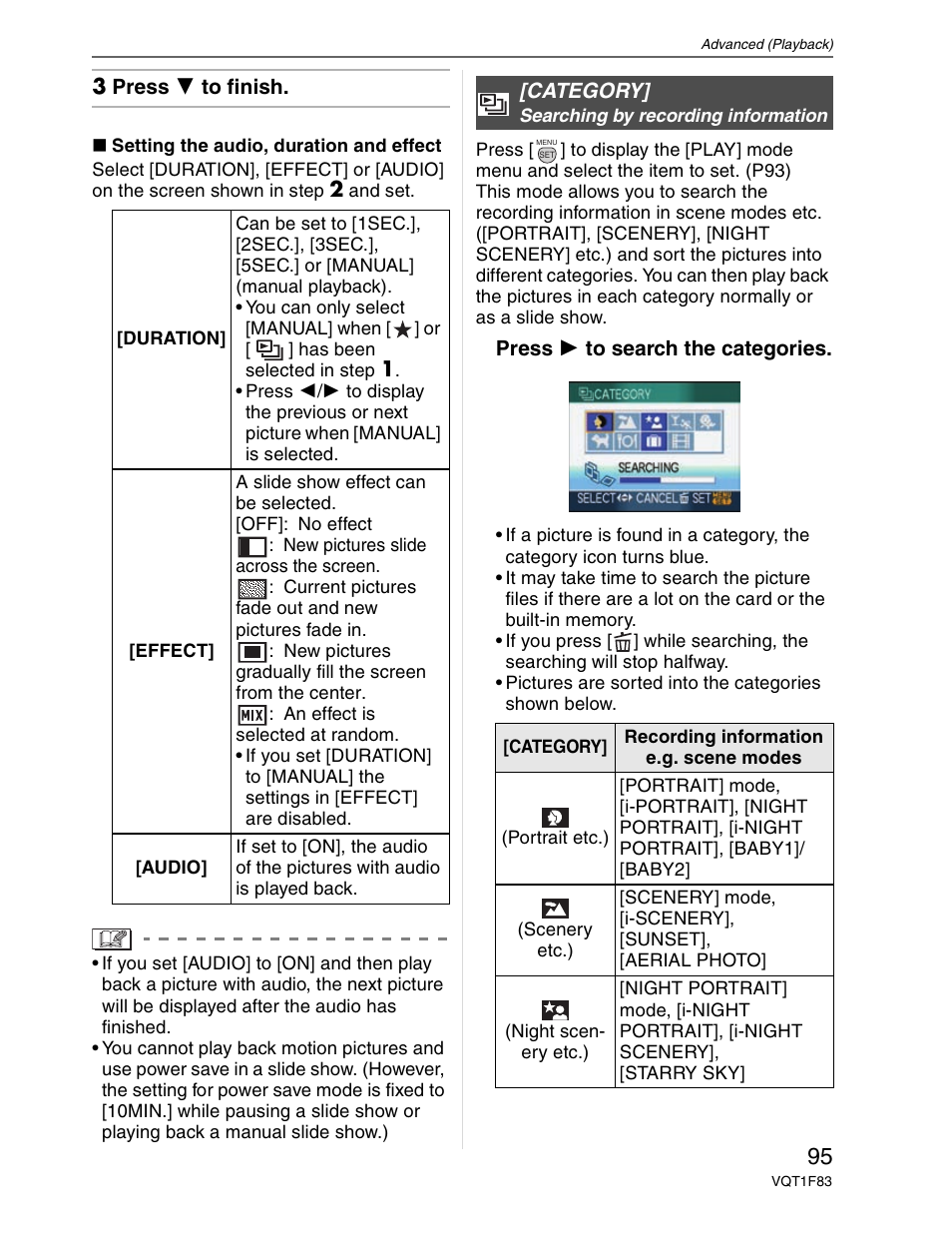 Category - searching by recording information | Panasonic DMC-FZ18 User Manual | Page 95 / 171