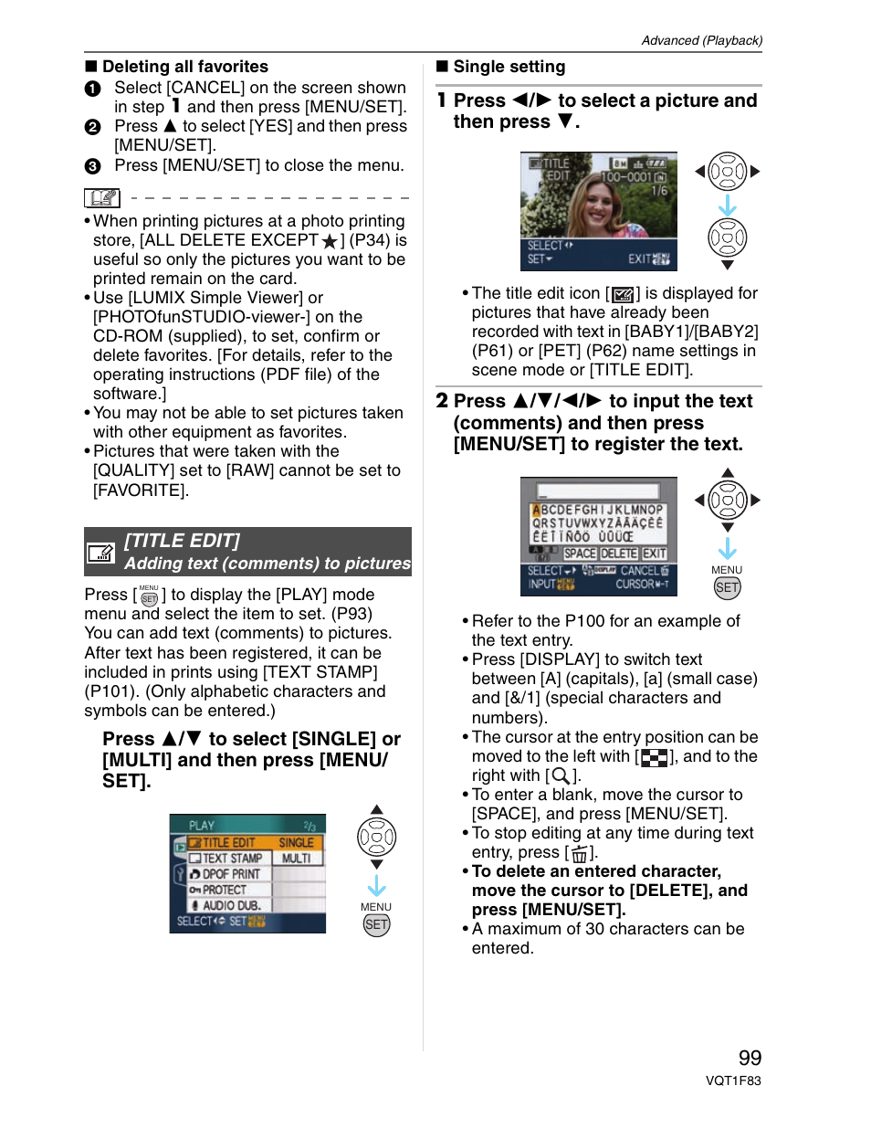 Title edit | Panasonic DMC-FZ18 User Manual | Page 99 / 171