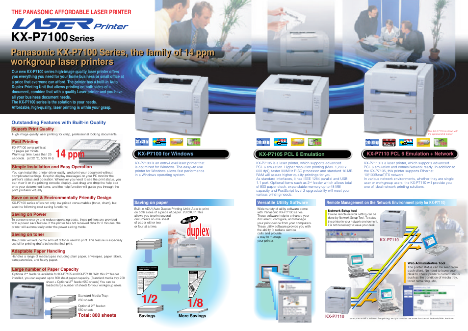 Panasonic KX-P7100 series User Manual | 2 pages
