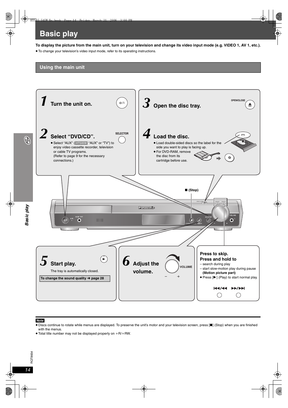 Basic play | Panasonic SC-HT545 User Manual | Page 14 / 40
