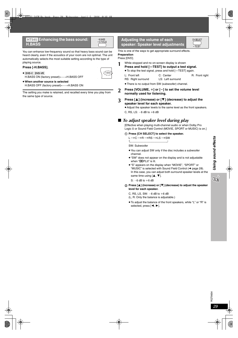 Panasonic SC-HT545 User Manual | Page 29 / 40