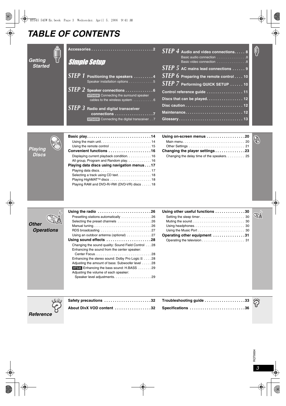 Panasonic SC-HT545 User Manual | Page 3 / 40