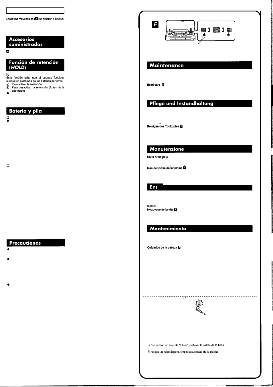 Espanol | Panasonic RQ-SX45 User Manual | Page 3 / 6