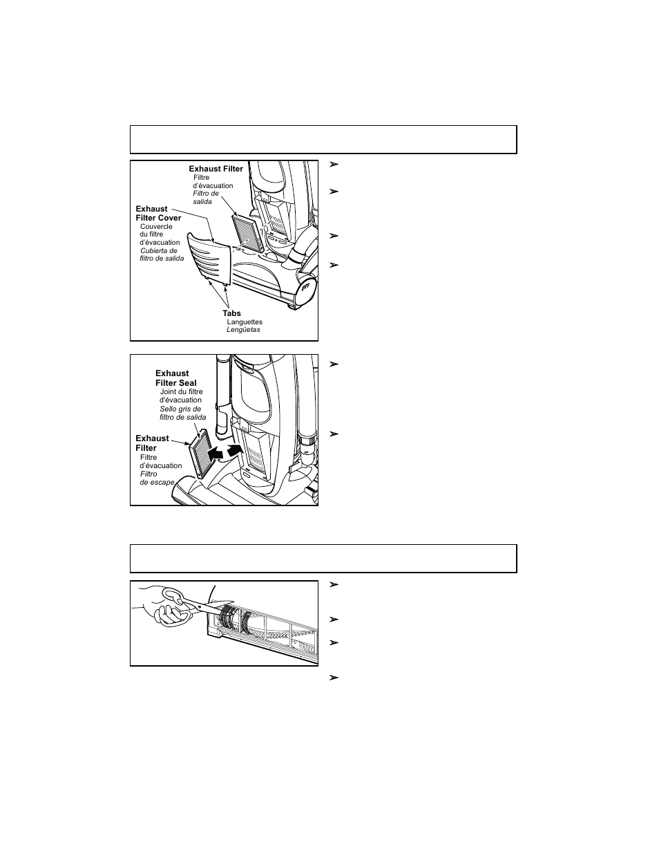 Replacing hepa exhaust filter, Cleaning agitator | Panasonic MC-V7600 User Manual | Page 34 / 56