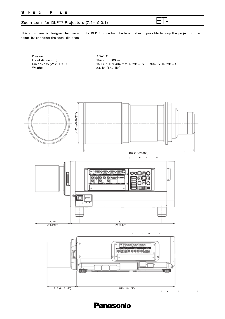Et-d75le8, Et- d75le8 | Panasonic ET-D75LE6 User Manual | Page 7 / 7