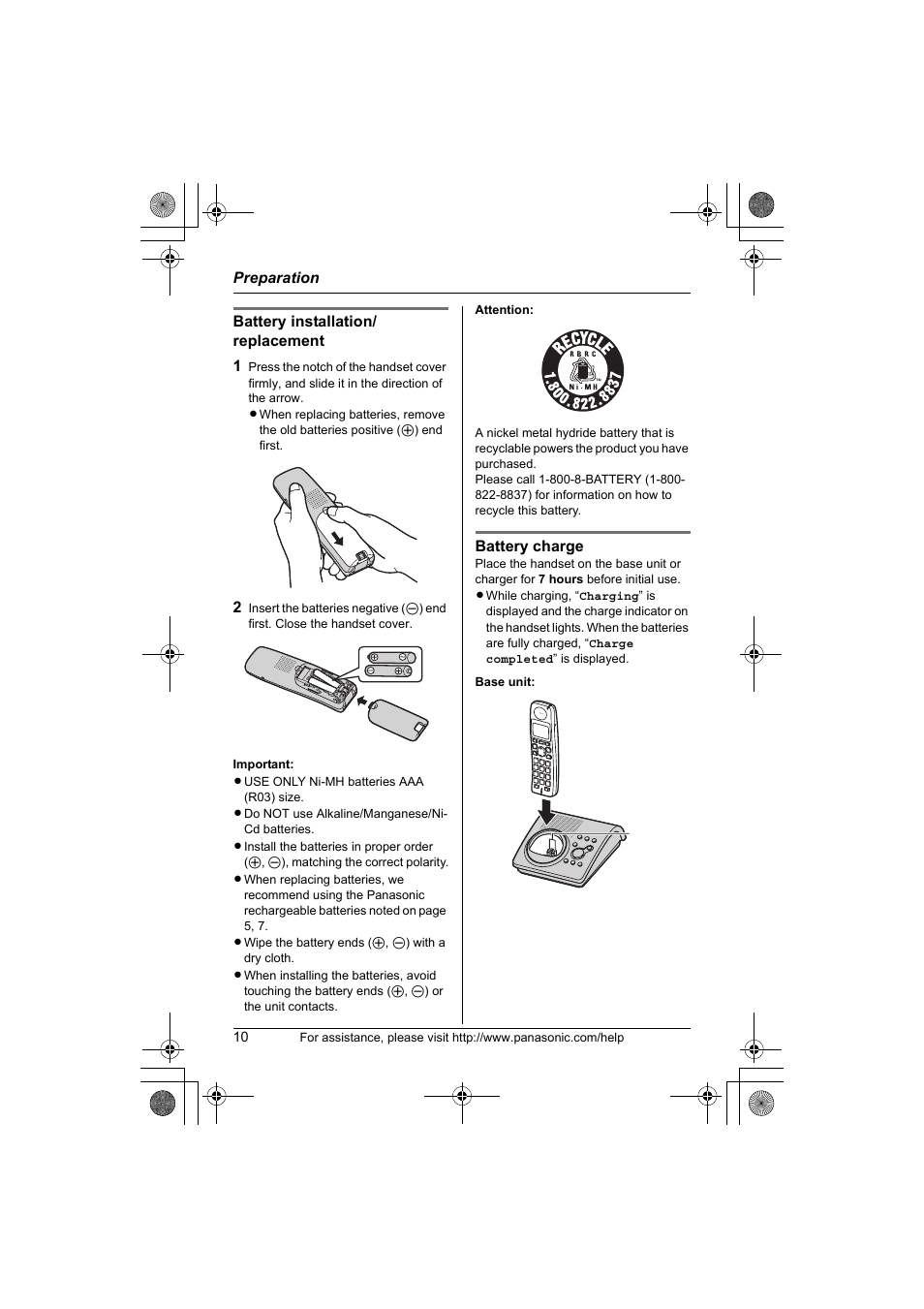 Panasonic KX-TG1034 User Manual | Page 10 / 52