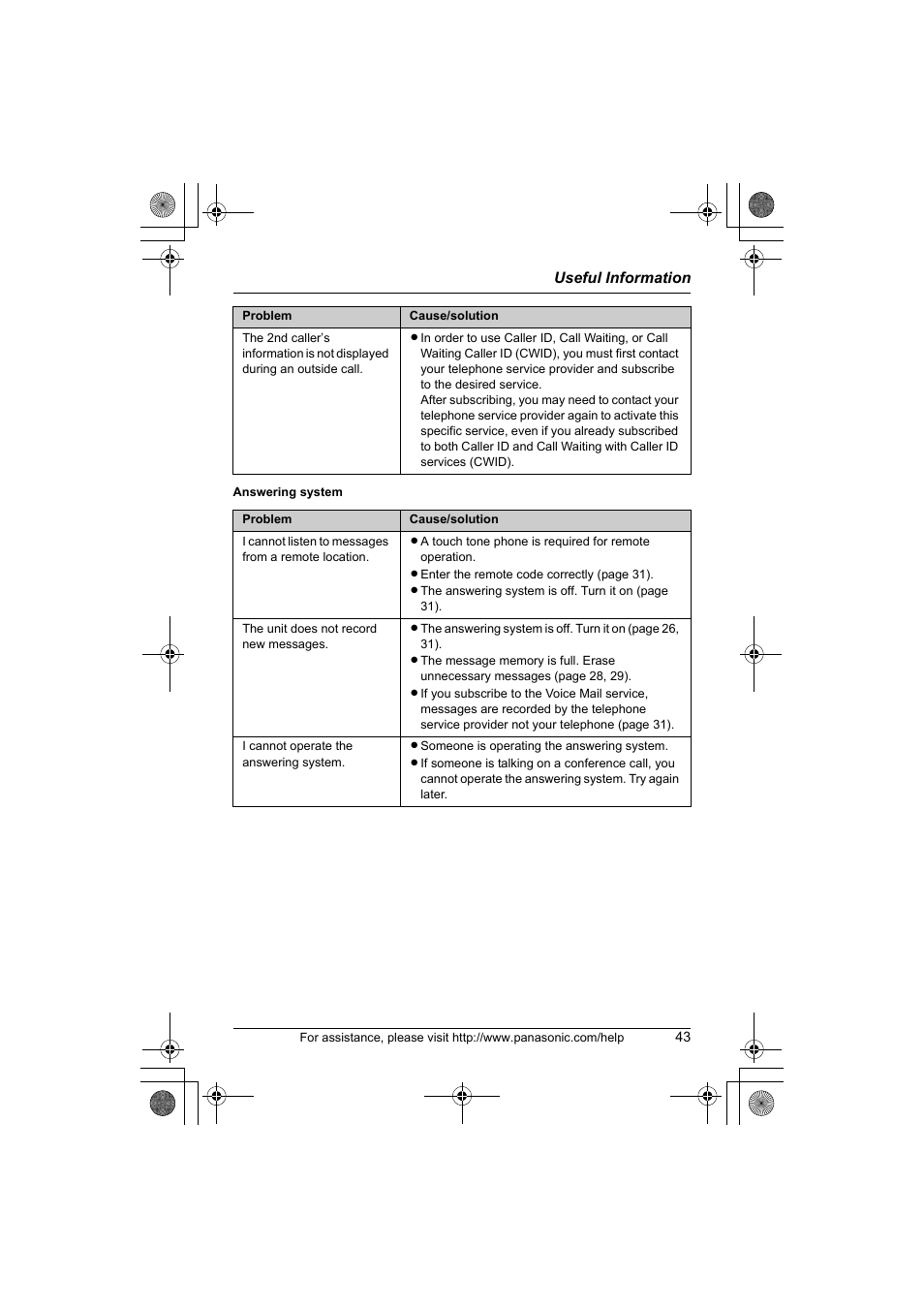 Panasonic KX-TG1034 User Manual | Page 43 / 52