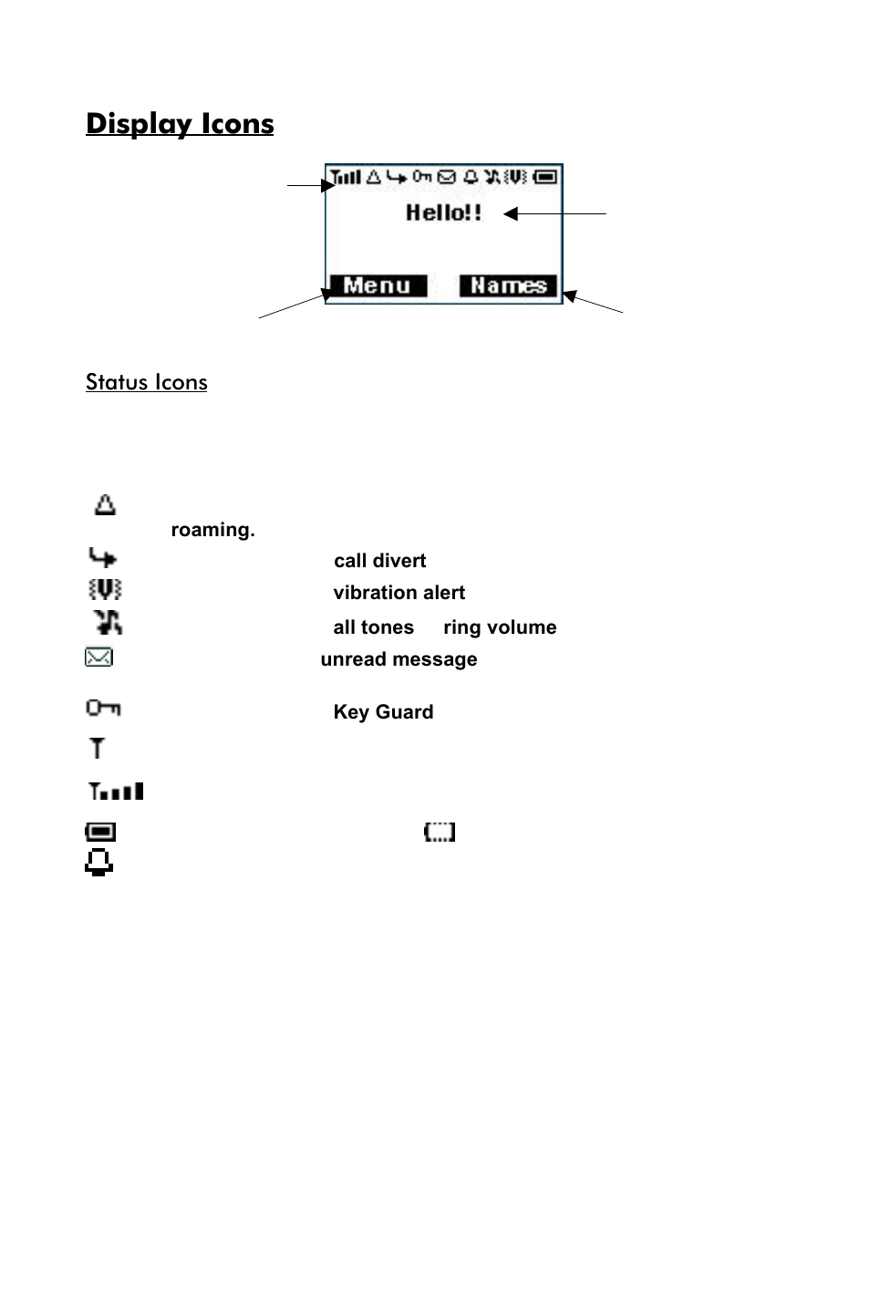 Display icons | Panasonic EB-GD55 EN User Manual | Page 9 / 36