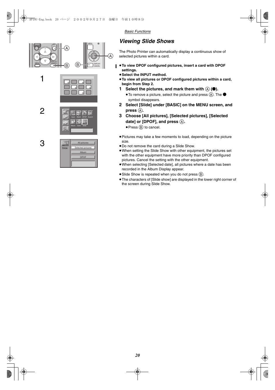 Viewing slide shows | Panasonic SV-AP10U User Manual | Page 20 / 56