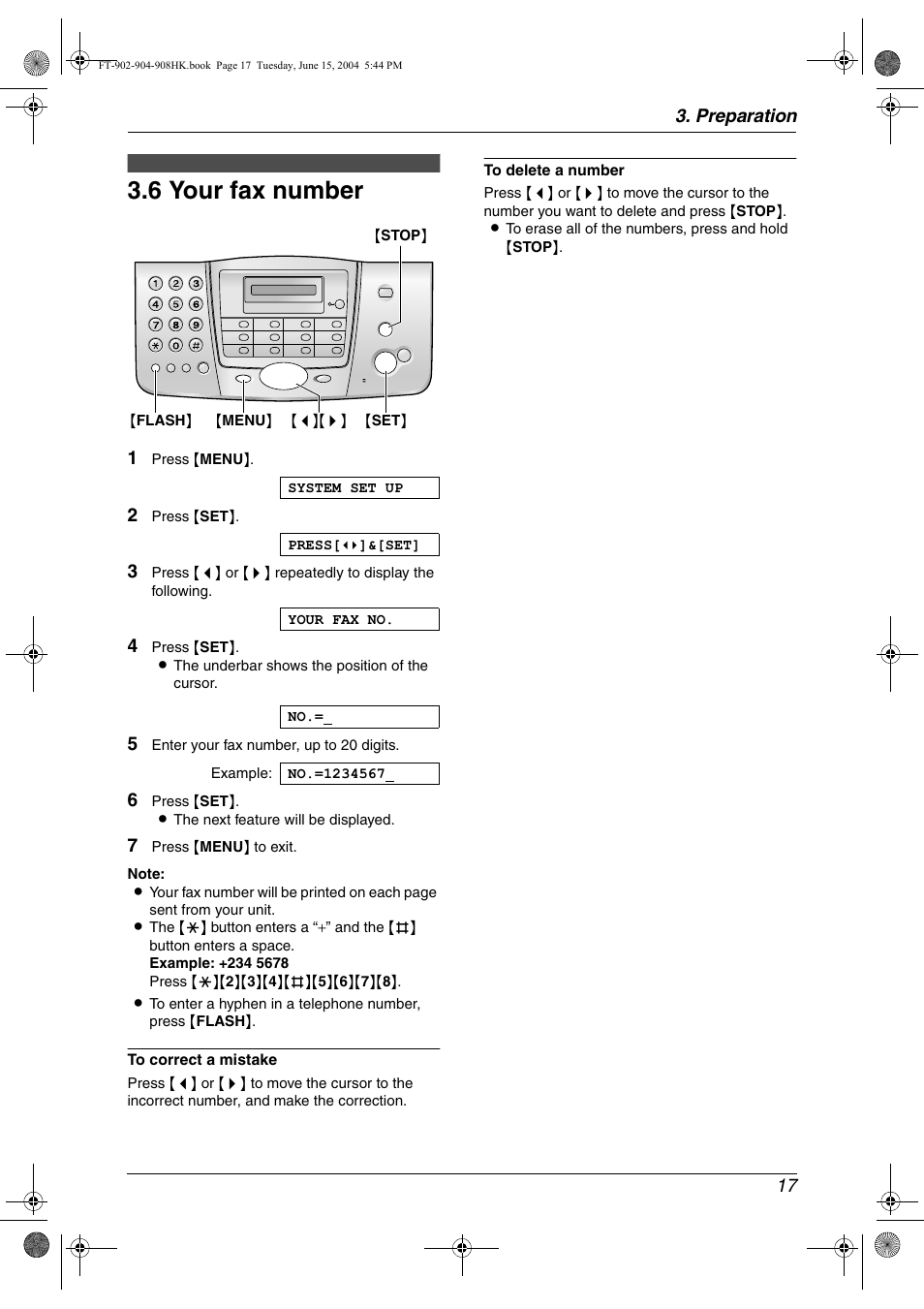 6 your fax number | Panasonic KX-FT904HK User Manual | Page 17 / 20