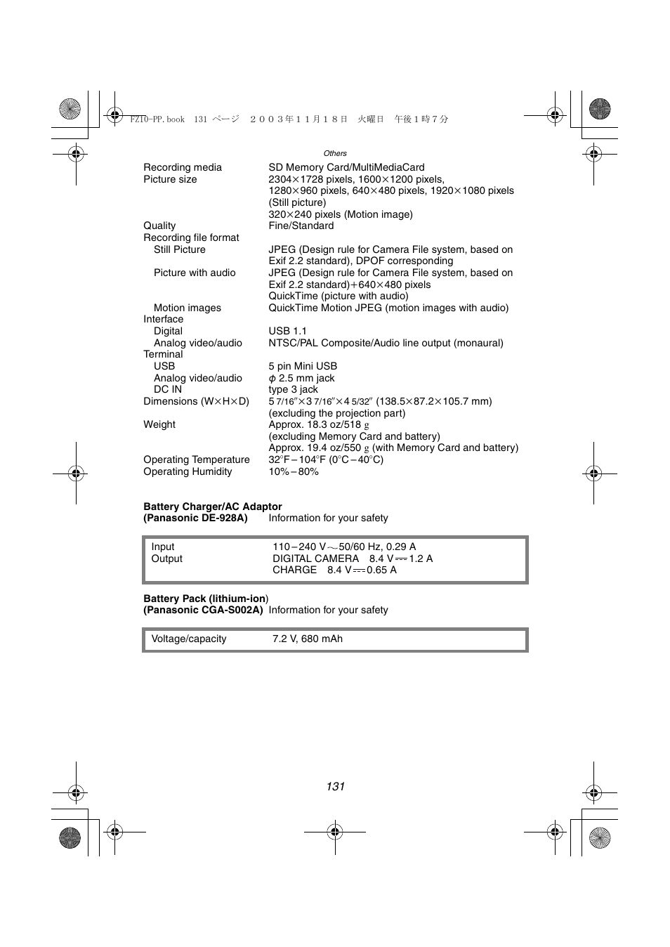 Panasonic DMC-FZ10PP User Manual | Page 131 / 144