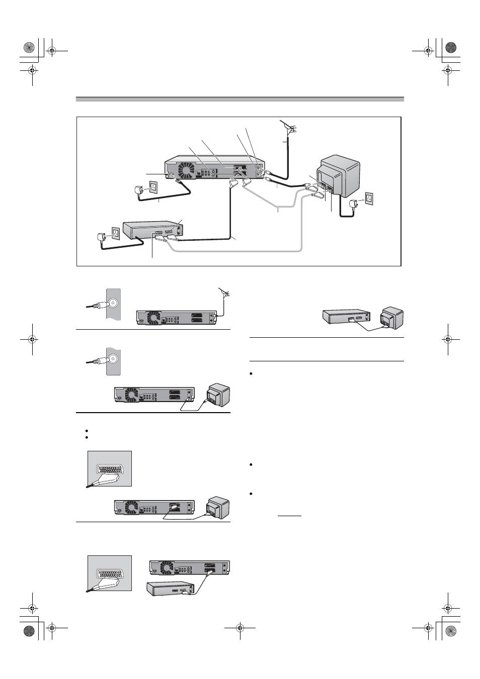 Connections (with scart leads) | Panasonic DMR E50 User Manual | Page 12 / 78