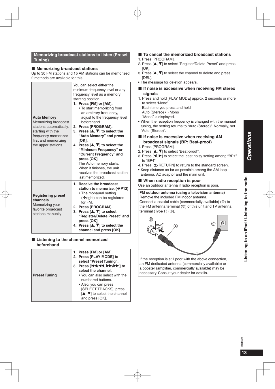 Operations, Ab c | Panasonic MW-10 User Manual | Page 13 / 24