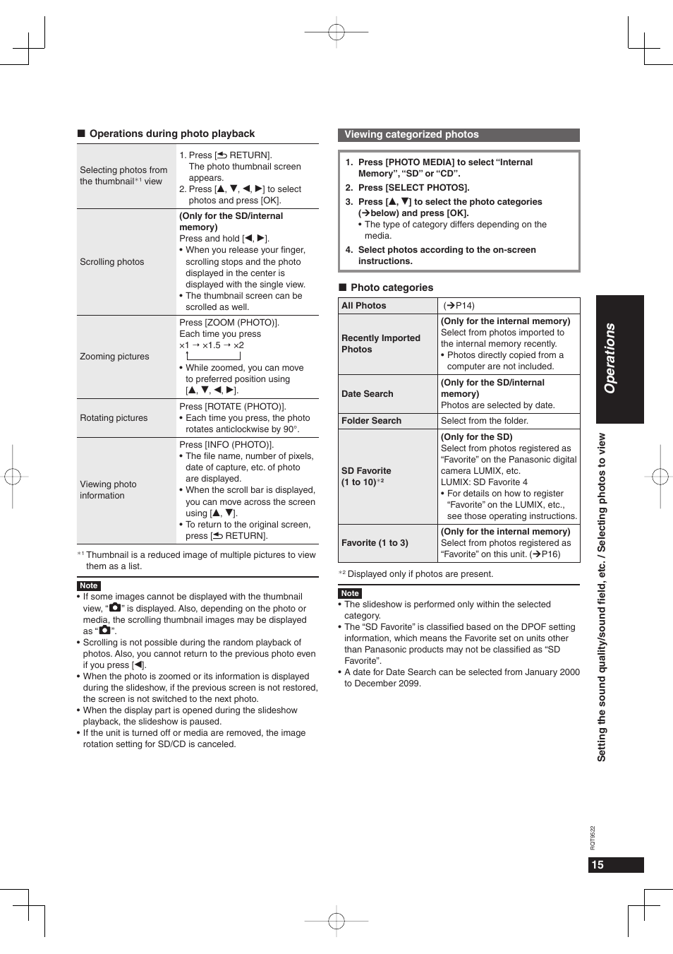 Operations | Panasonic MW-10 User Manual | Page 15 / 24