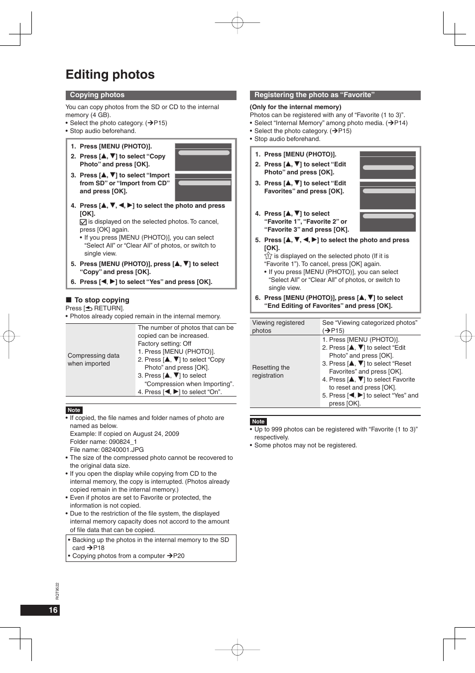 Editing photos | Panasonic MW-10 User Manual | Page 16 / 24