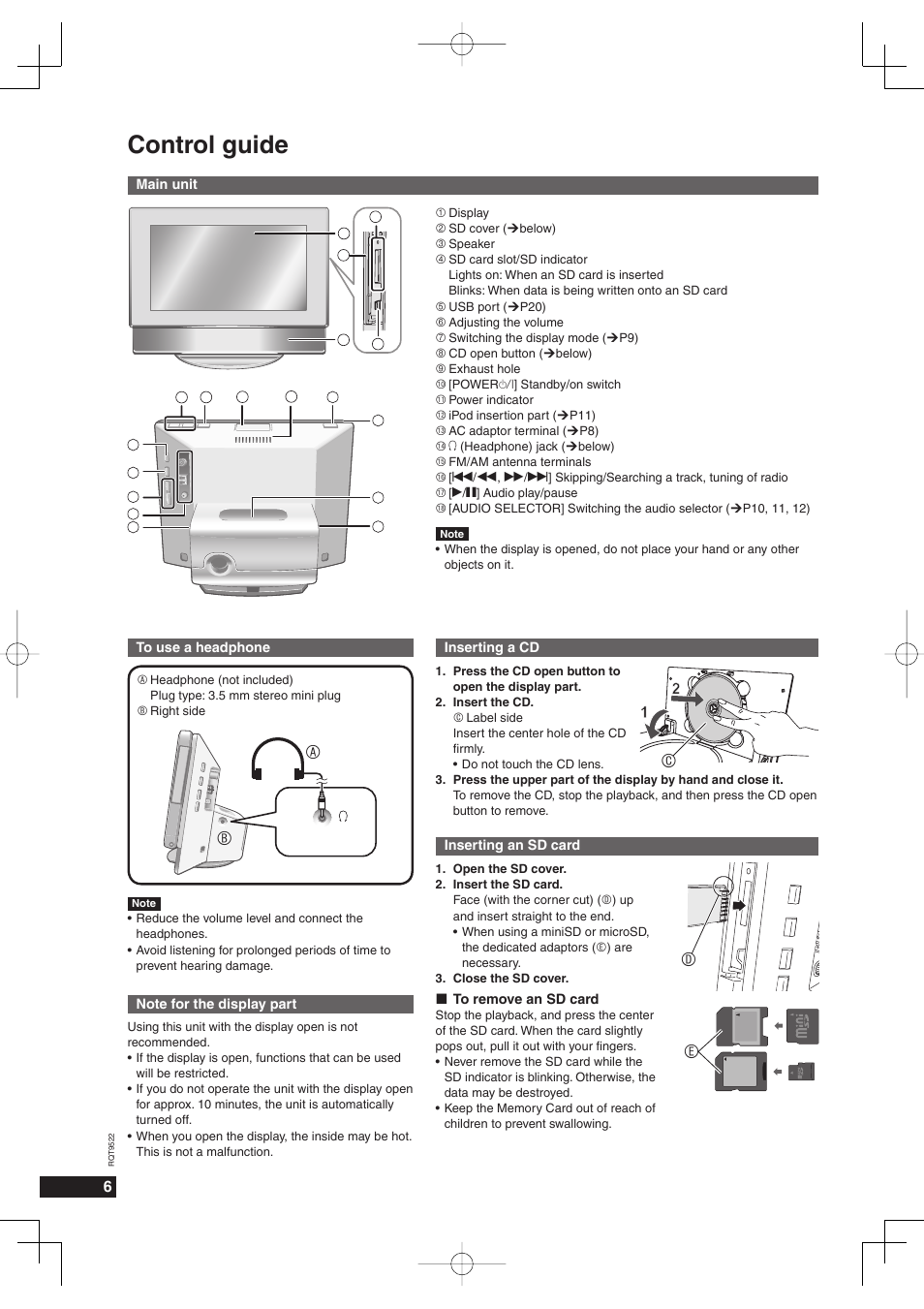 Control guide, Ec d | Panasonic MW-10 User Manual | Page 6 / 24