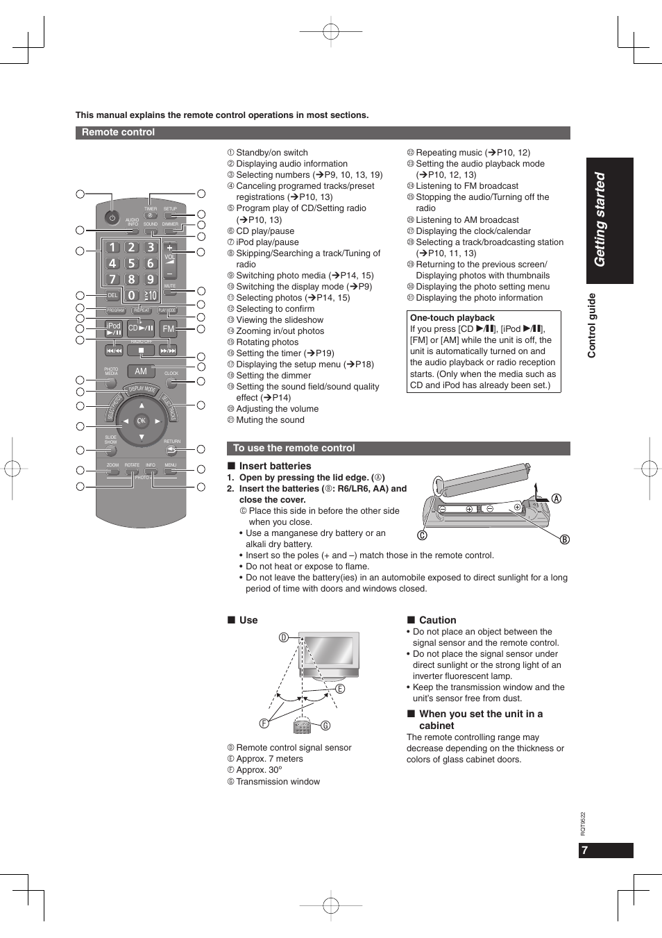 Getting star ted, Gf d e | Panasonic MW-10 User Manual | Page 7 / 24
