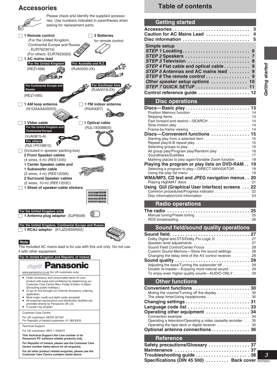 Panasonic SC-DT310  EN User Manual | Page 3 / 40
