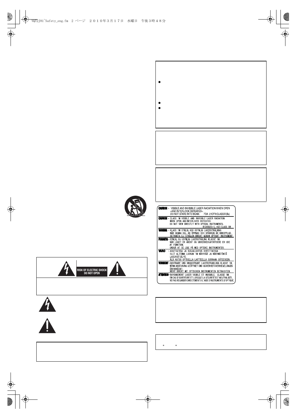Getting started, Important safety instructions, Caution warning | Panasonic DMP-B500 User Manual | Page 2 / 56
