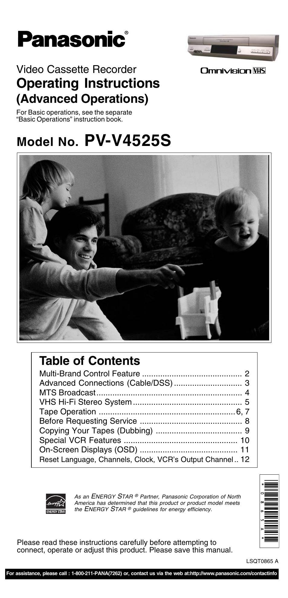 Panasonic PV-V4525S User Manual | Page 13 / 24