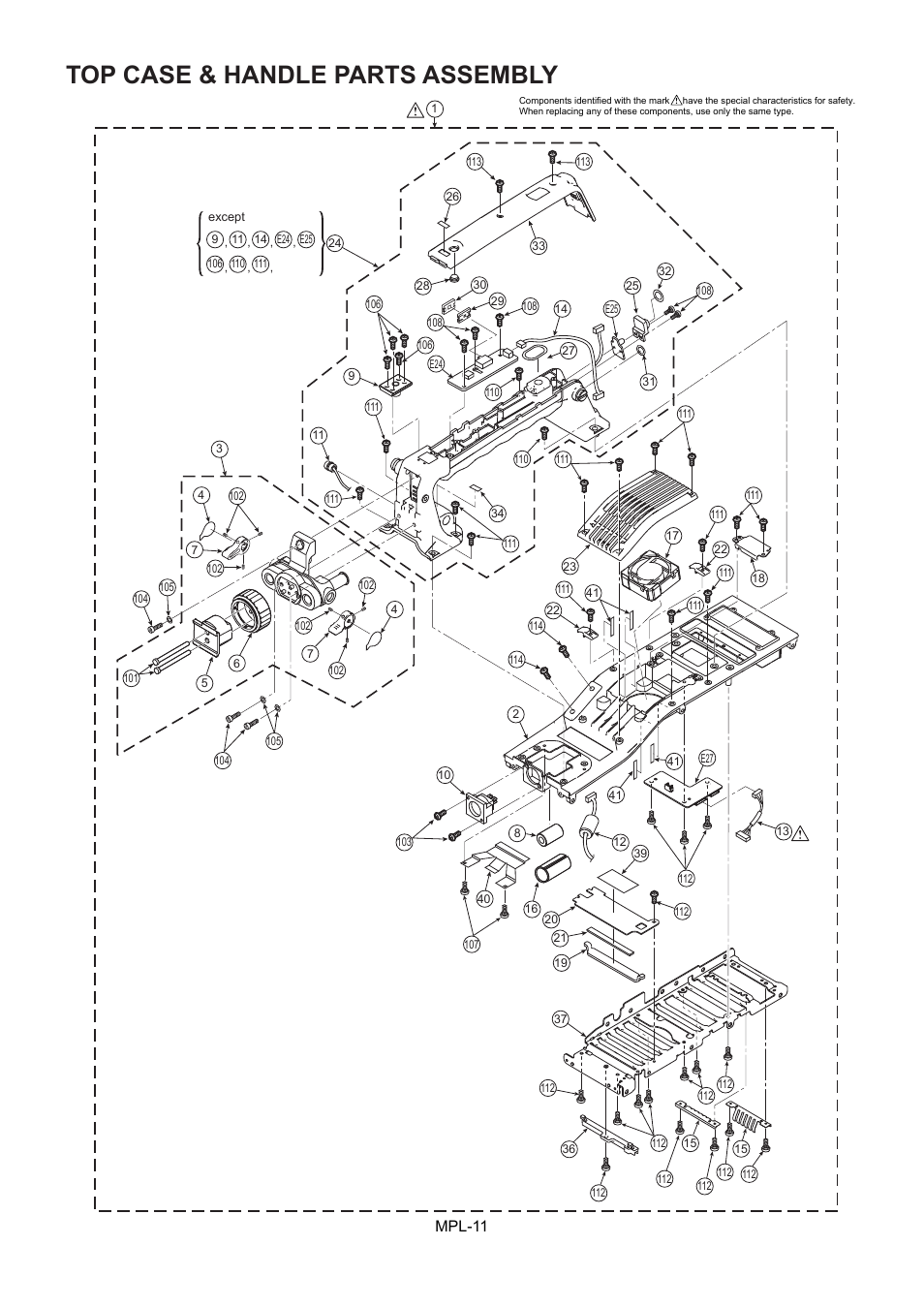 Top case & handle parts assembly, Mpl-11 | Panasonic AJ-HPX2000P User Manual | Page 12 / 25