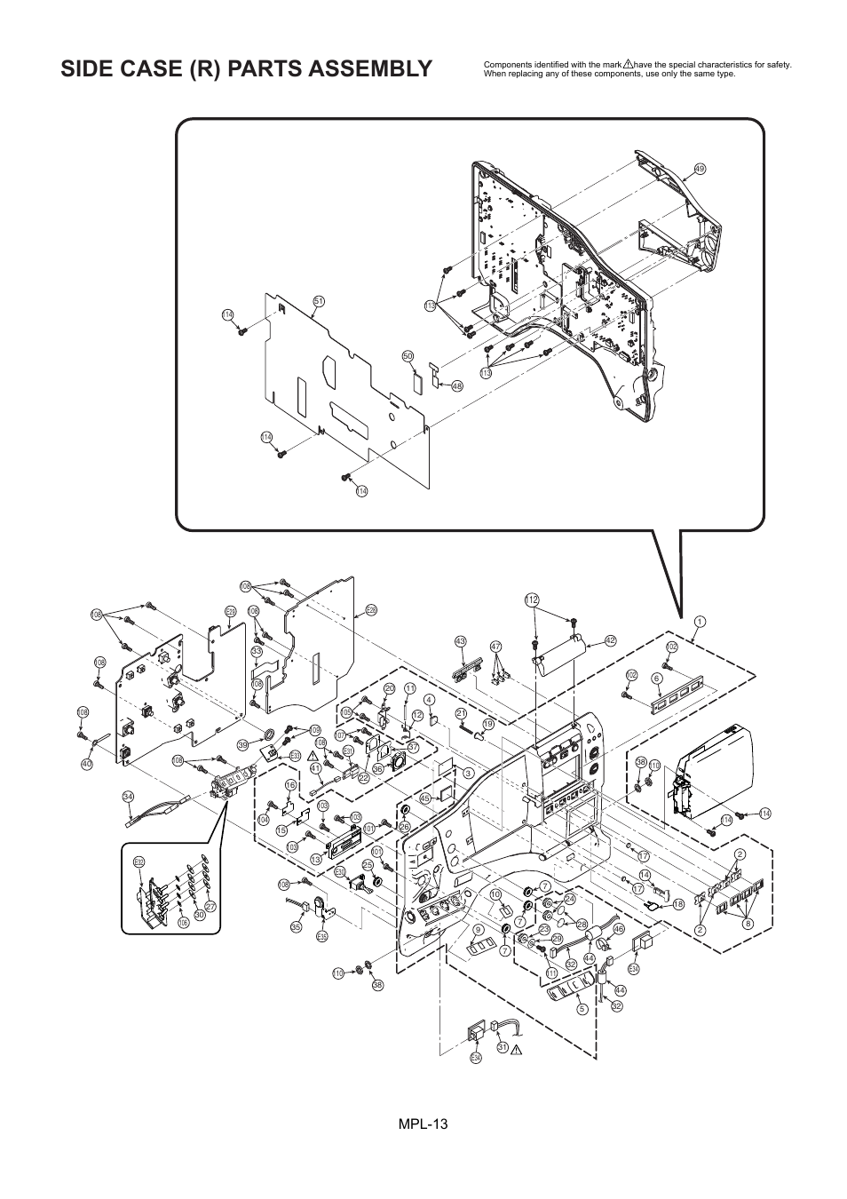 Side case (r) parts assembly, Mpl-13 | Panasonic AJ-HPX2000P User Manual | Page 14 / 25