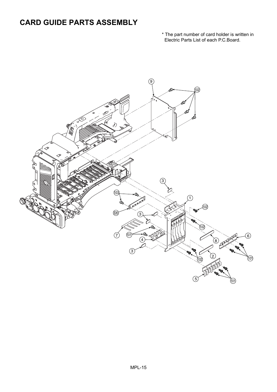 Card guide parts assembly | Panasonic AJ-HPX2000P User Manual | Page 16 / 25