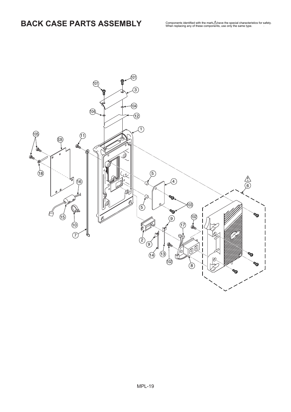 Back case parts assembly | Panasonic AJ-HPX2000P User Manual | Page 20 / 25